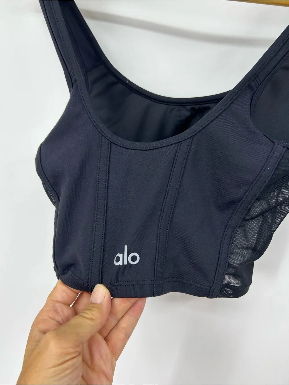 Alo Airbrush Mesh Corset Tank In Black Size Small